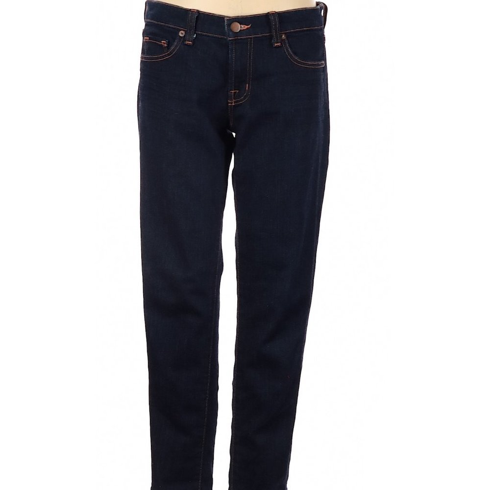 J Brand Jeans Blue Whiskering Straight Leg Low Rise Waist Sz 26 #438